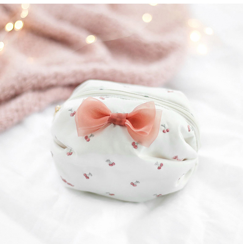 New Arrival Mini Customizable Embroidery Zipper Cosmetic Bag With Bow