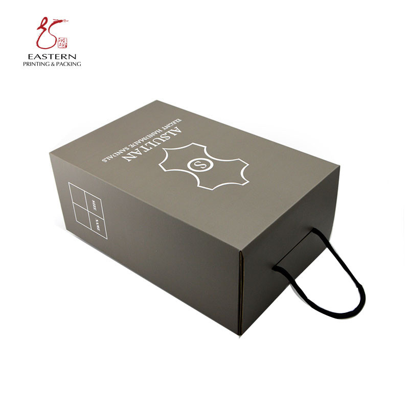 costom Foldable Lid Closure Corrugated Shoe Box With Handle