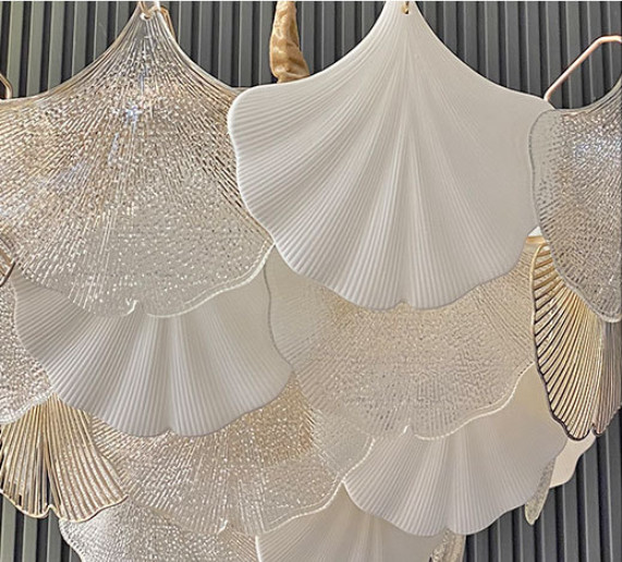 Ginkgo Leaf Crystal Glass Chandelier For Commercial Space Or Restaurant Area