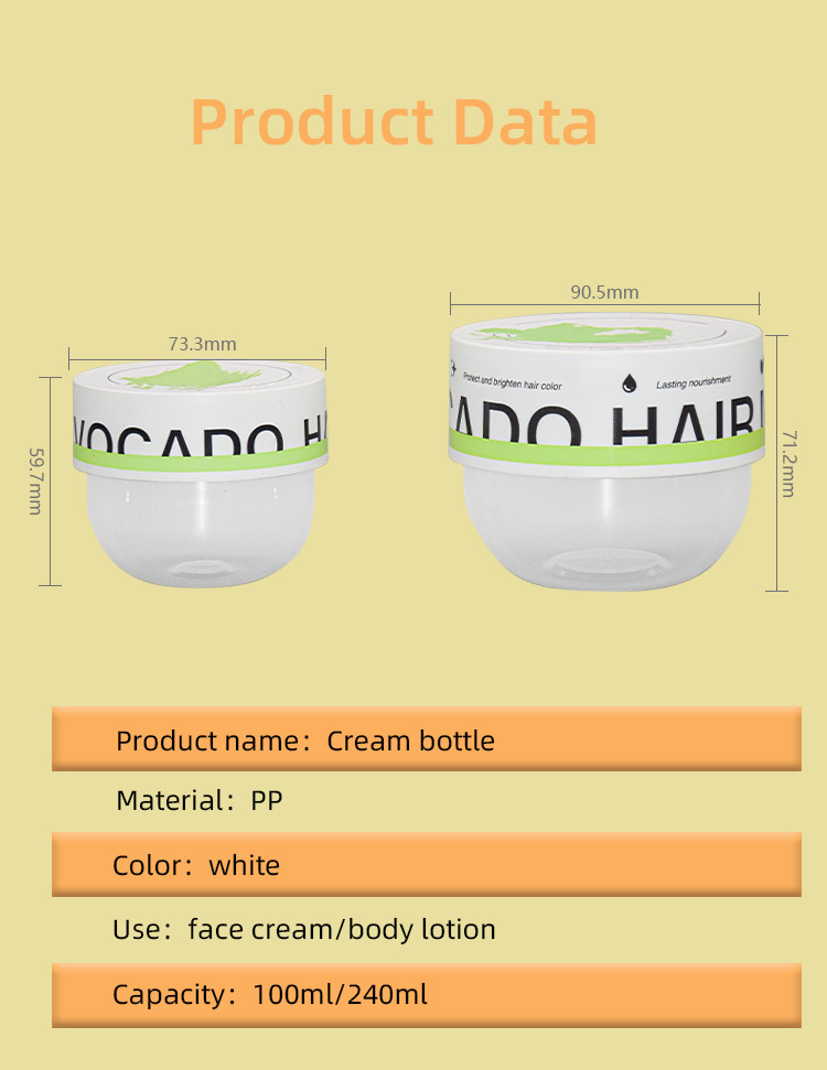 100g 240g PP Round Cream Jar Skincare Body Lotion Scrub Cosmetic Jar Container