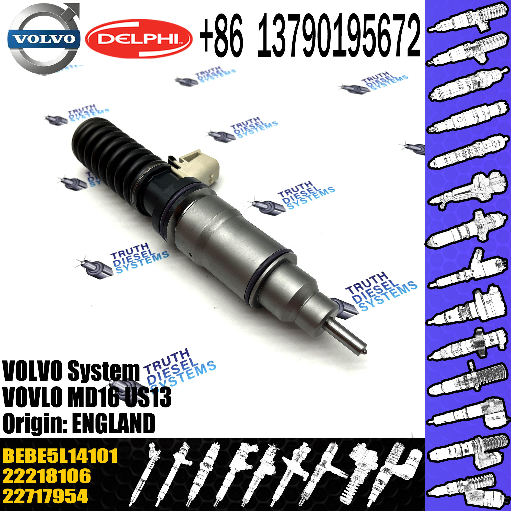 Diesel Fuel Injector 22218106 BEBE5L14001 BEBE5L12001 BEBE5L14101 2271795 E3.5 for VOLV MD16 US14 GREENHOUSE GAS