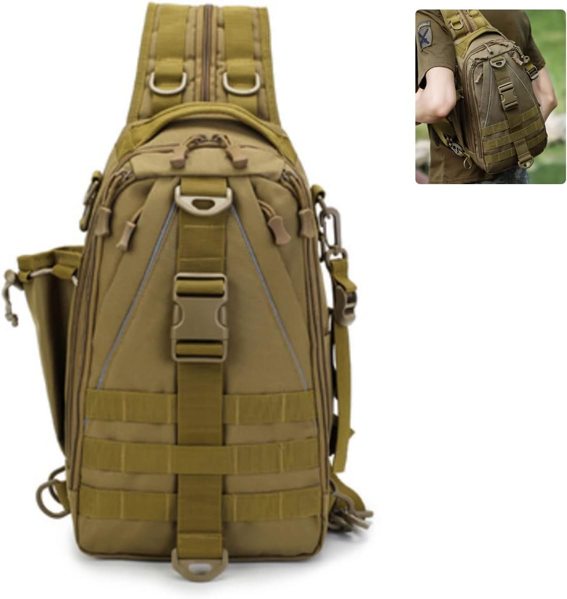 Fishing Tackle Box Storage Sling Bag Outdoor Shoulder Backpack Cross Body Sling Gear for Pond Hopper Hiking Hunting