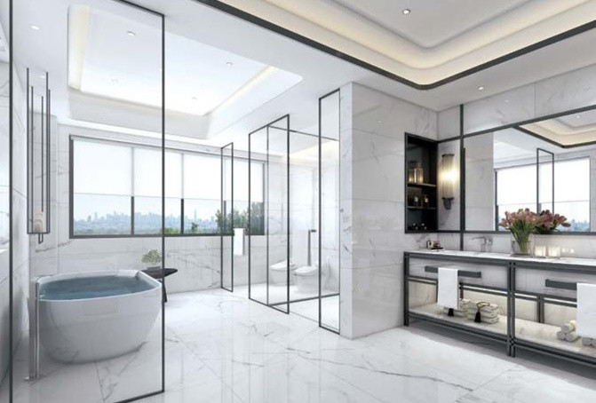 Anti Bacterial Carrara Marble Ceramic Tile With Fine Air Permeability