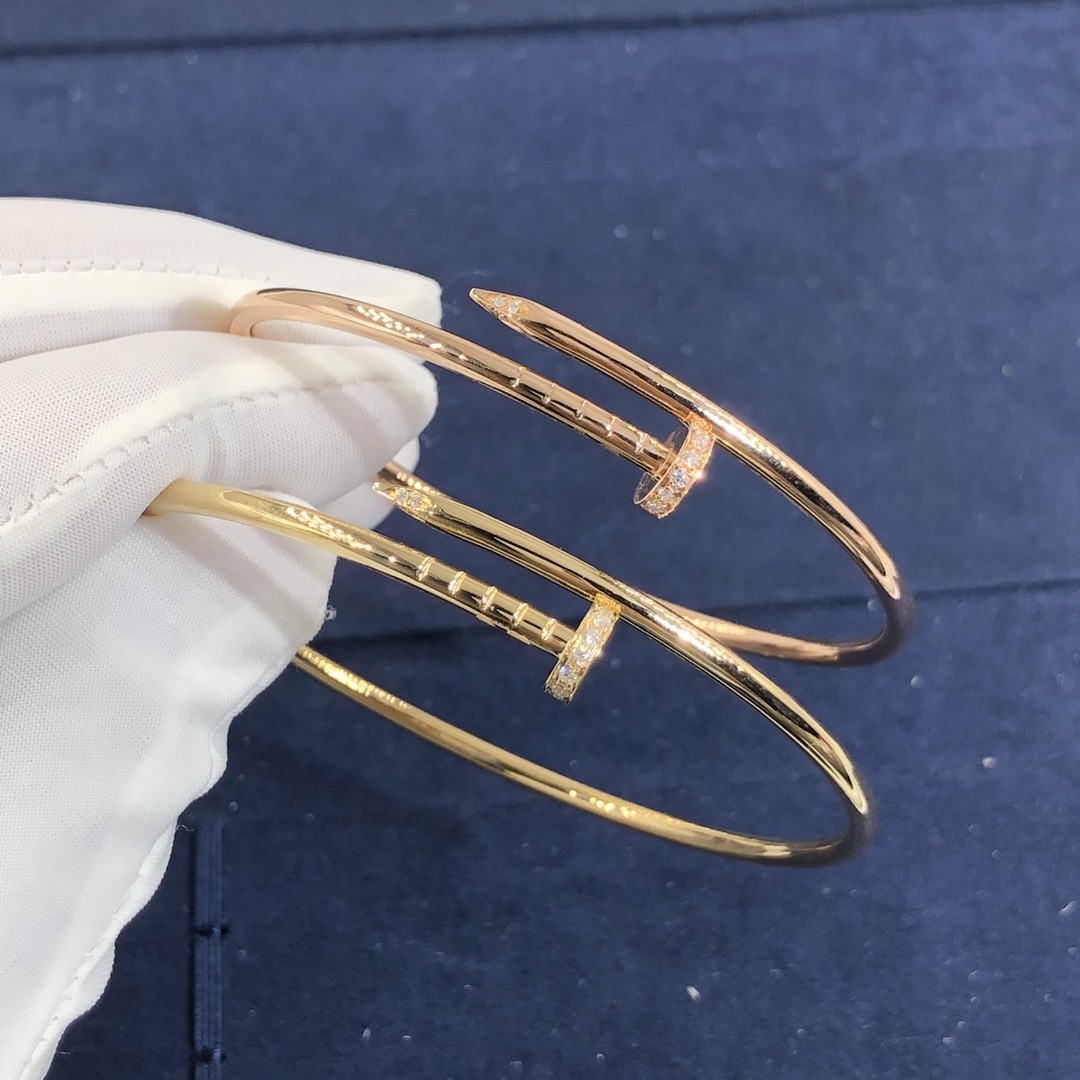 Elegant Car Tier 18k Gold Juste Un Clou Bracelet Small Model Natural Diamonds