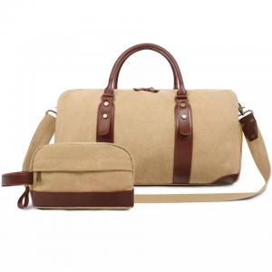 Buy cheap Men Canvas Leather Duffle Travel Bag Upgraded With Toiletry product