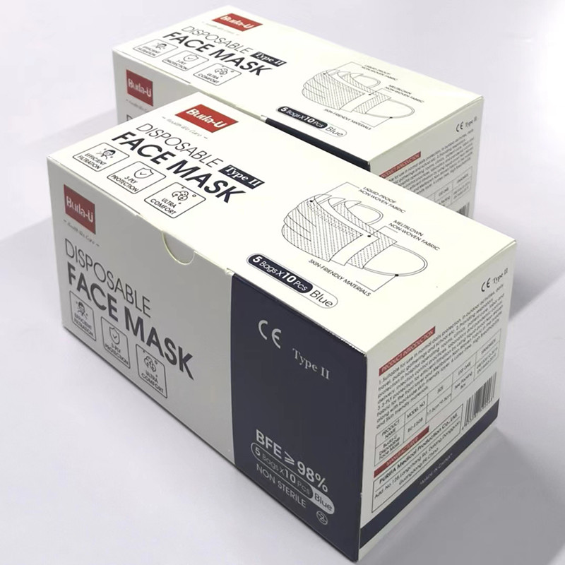 Buda-U Disposable 3 Layer Mask , 3Ply Medical Face Mask , Type II , BFE≥98% At EN14683 :2019 +AC: 2019 Standard