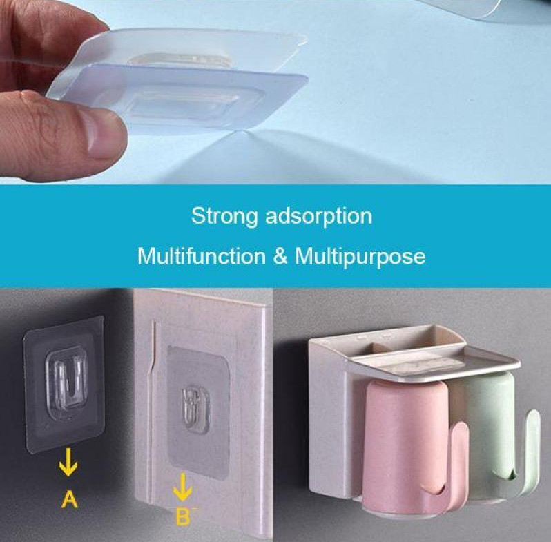 ABS Plastic Bathroom Accessories Sets 60mm Double Sided Adhesive Wall Hooks