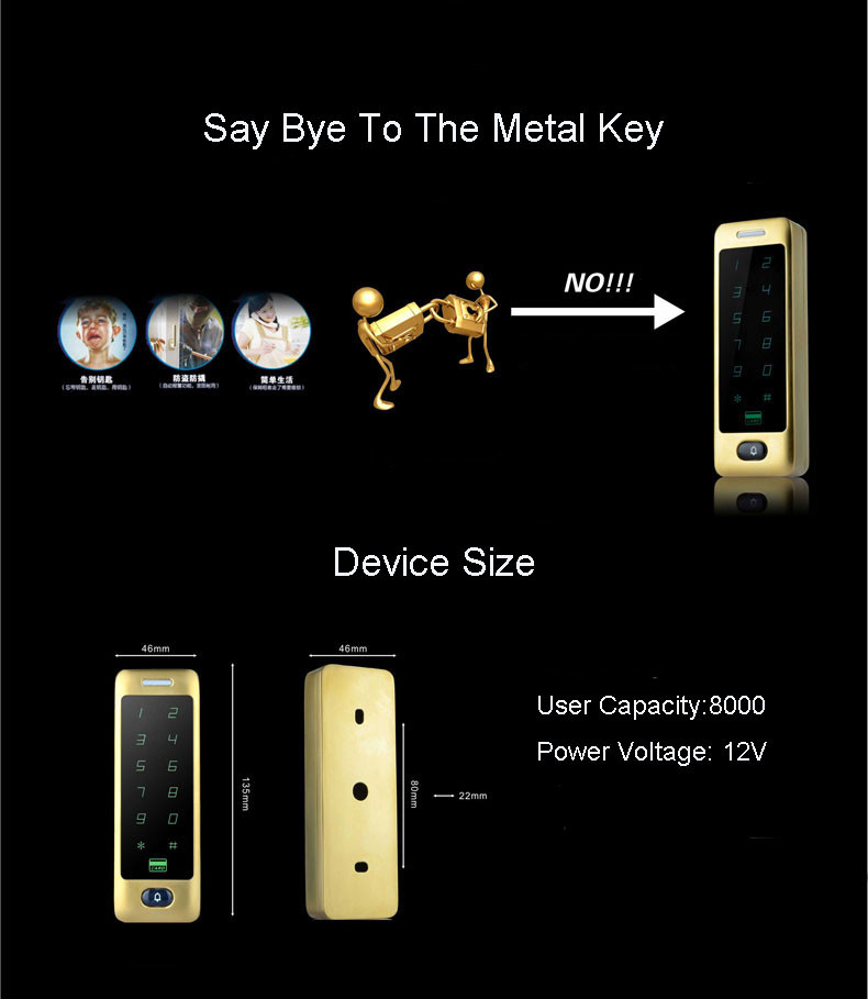 Wiegand RFID Card Access Control System Mifare Card Door Lock Without Software