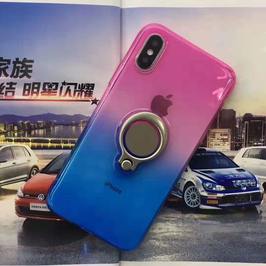 Double Color Gradient Ring Magnetic Car Mount Holder Soft TPU Case Back Cover For Huawei Mate 10 Lite/NOVA2i P20 Pro Y6