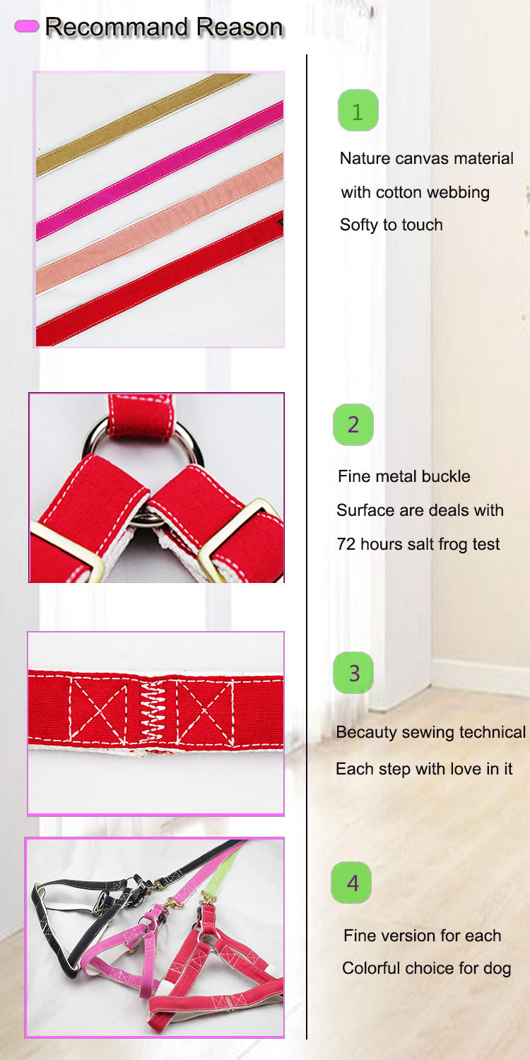 New Pattern Adjustable Easy Walk Dog Harness Custom Logo Soft High End Canvas Cotton