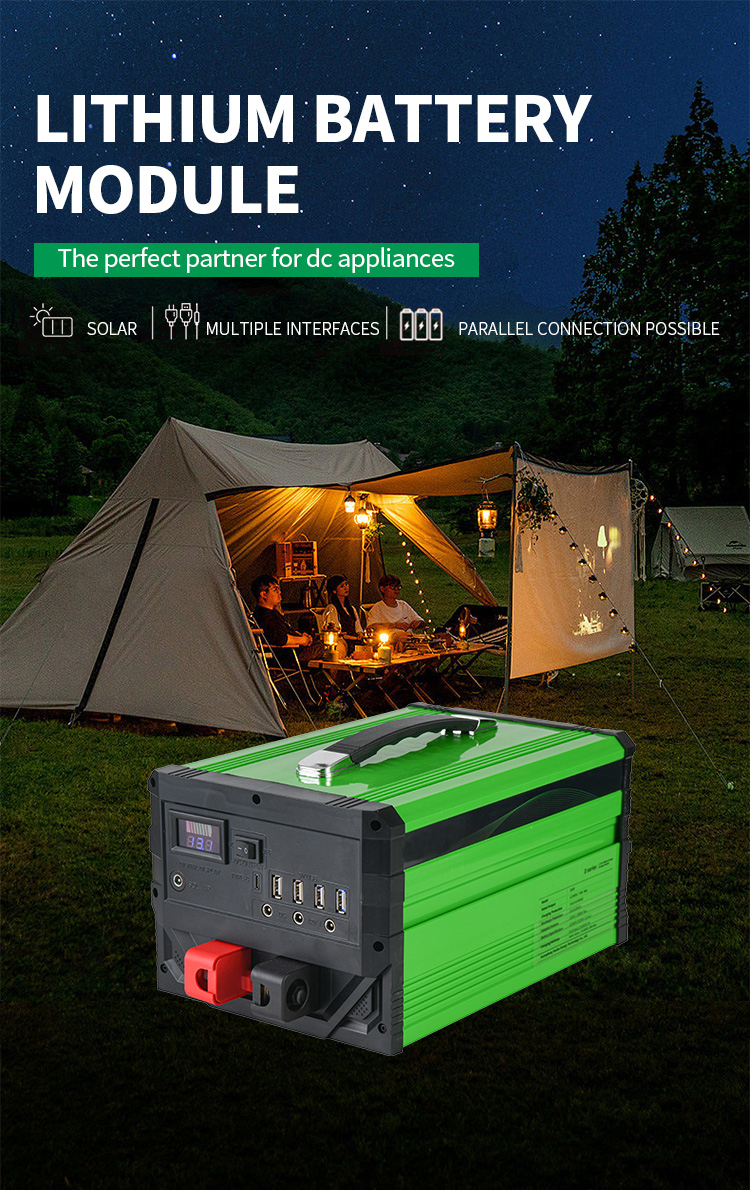 110v 220v Camping Solar Power Station Generator 500W 1200WH Portable For Home Use Or Outdoor Use