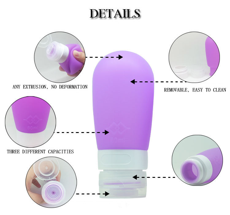 Colorful Leak Proof 60ml Silicone Travel Bottles Sets