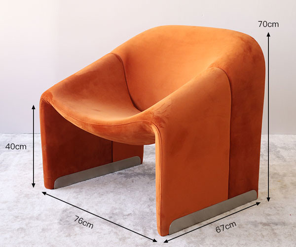 Office Single Seater Sofa Brown Luxury Velvet Armchair Hotel Lobby 76x67x70CM