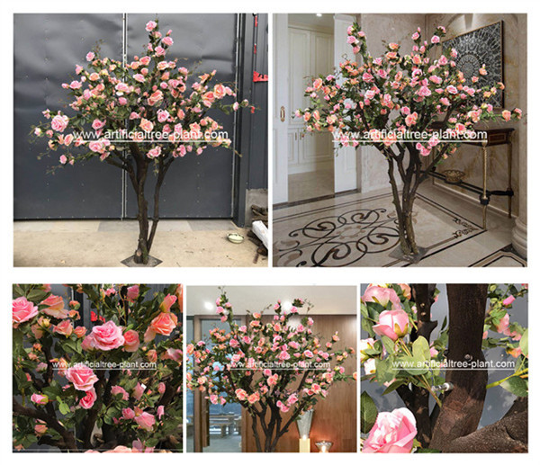 Contom Interior Artificial Rose Flower Tree For Wedding Home Decoration