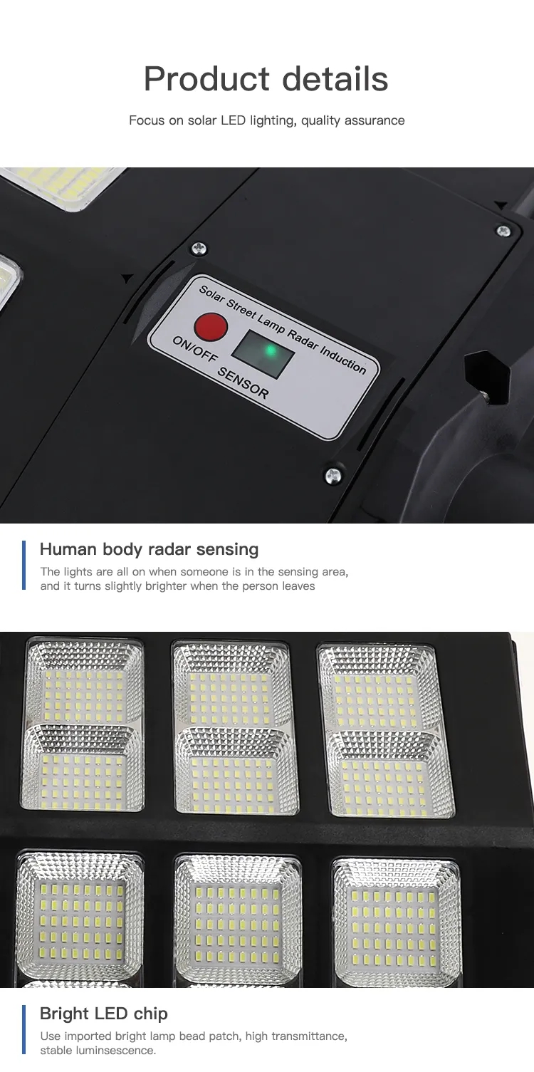 600W 800W 1000W LED Solar Powered Lights Solar Panel Street Lamp