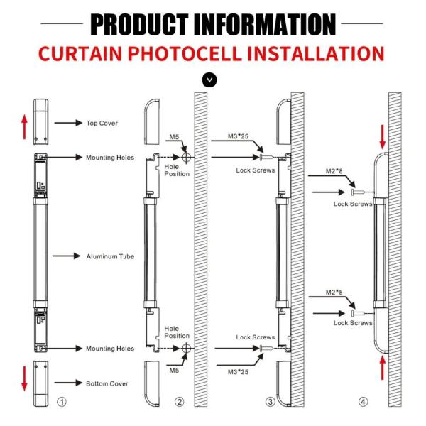 30cm Curtain Photocell Waterproof Photoelectric Sensor for Most Commercial and Industrial Door
