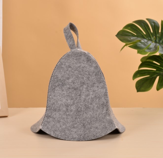 5 pcs Grey Wool Felt Sauna Hat Sets for Russian Banya Sauna With organizer bag