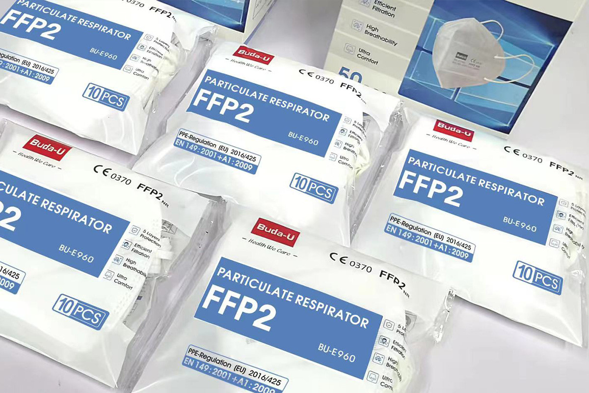 BU-E960 Disposable FFP2 Face Mask Respirator -Filtering Half Mask EU Standard , PPE-Regulation 2016/425