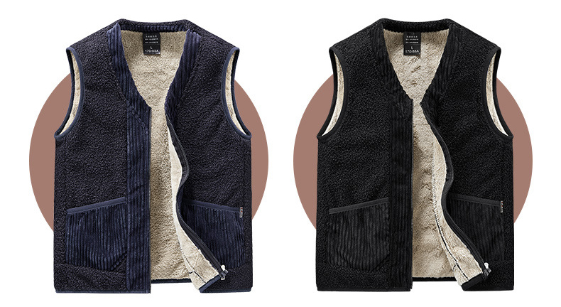 Street Style Cold Weather Vest Knit Polar Fleece Dress Vest With Pockets