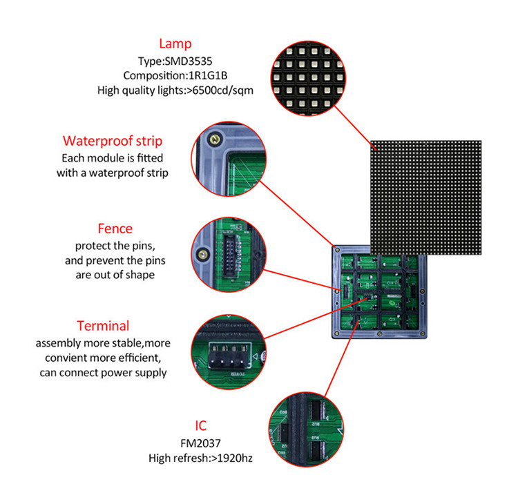 6500nits High Brightness SMD3535 P6 Outdoor Led Display Module
