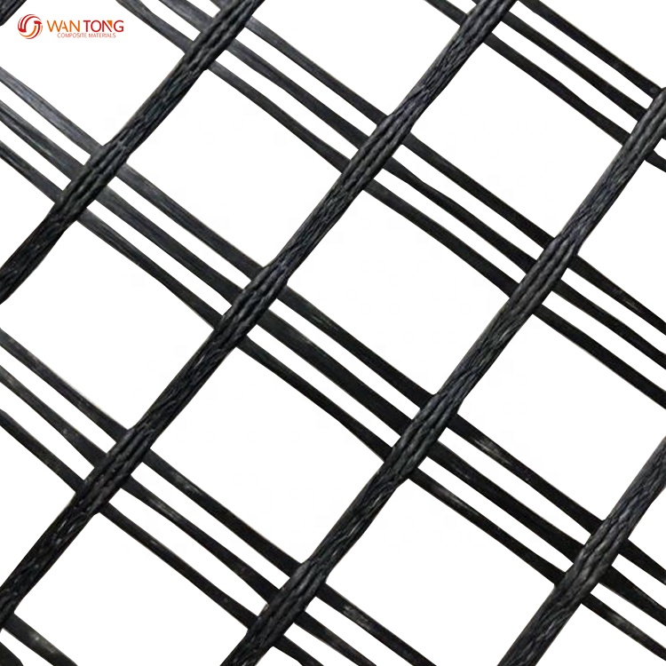 1m-6m Width Uniaxial Warp Knitting Polyester Geogrids Coated with High Strength PVC