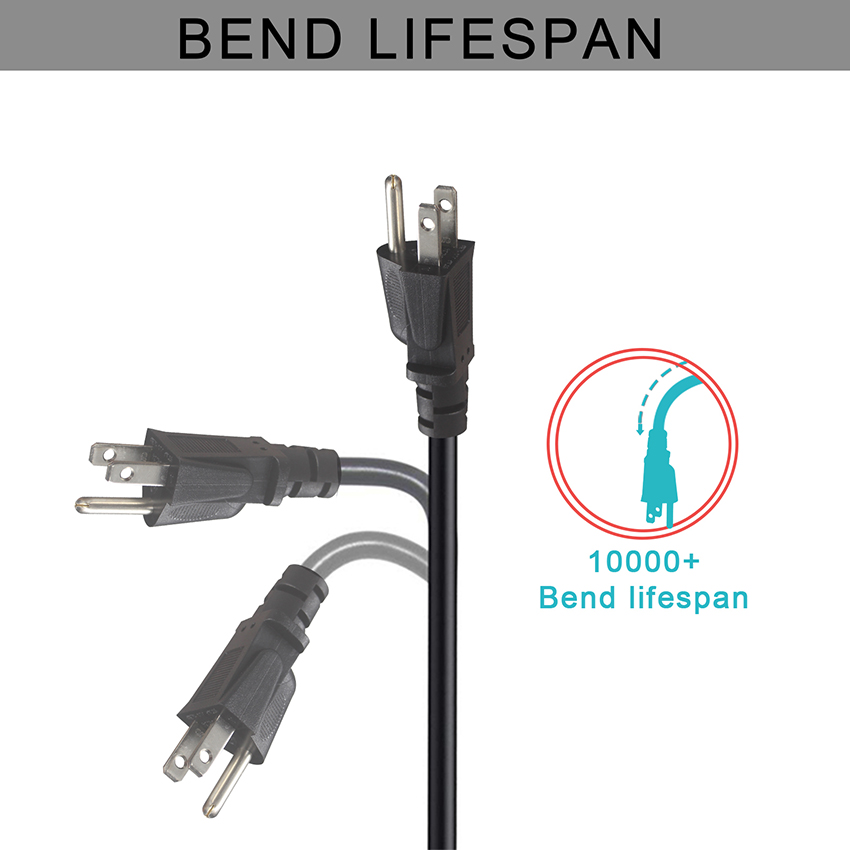 GFCI NEMA 515P To 515R AC Power Cord for PC Laptop Supply Cable 4 Ft Black Extension Wire