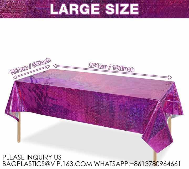 Laser Rainbow Theme Party Tablecloth Aluminum Film Birthday Wedding Party Decoration Disposable Tablecloth Decoration