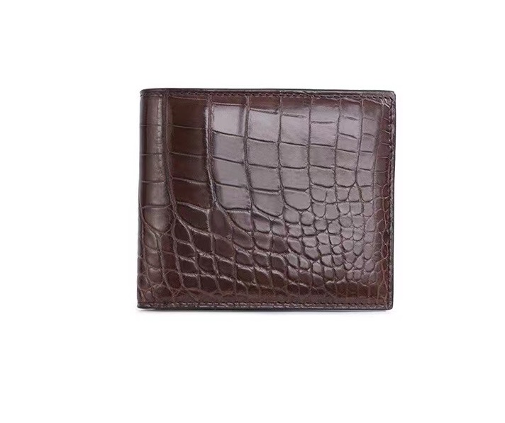 Authentic Alligator Leather Men's Short Bifold Wallet Card Holders Genuine Crocodile Belly Skin Male Small Clutch Purse