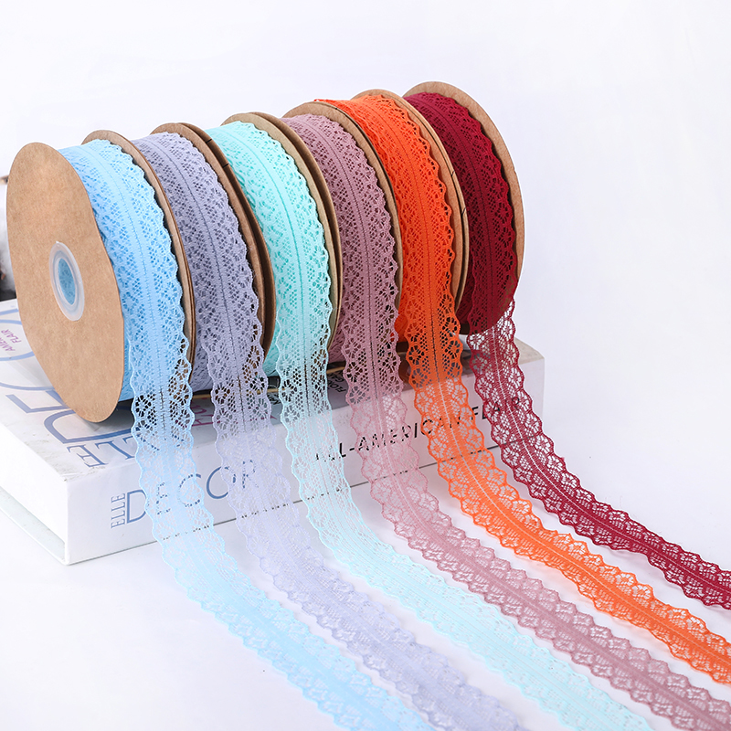 2.5cm Elastic Band Hollow Flower Ribbon for Sewing Clothing Garment Macaron red wine color Decorative Lace Trim