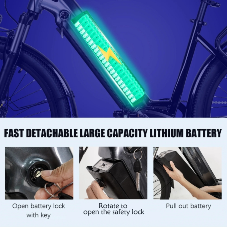 48V 17AH Battery Electric City Bike 26 Inch 7 Speed Ladies Step Through Electric Bike