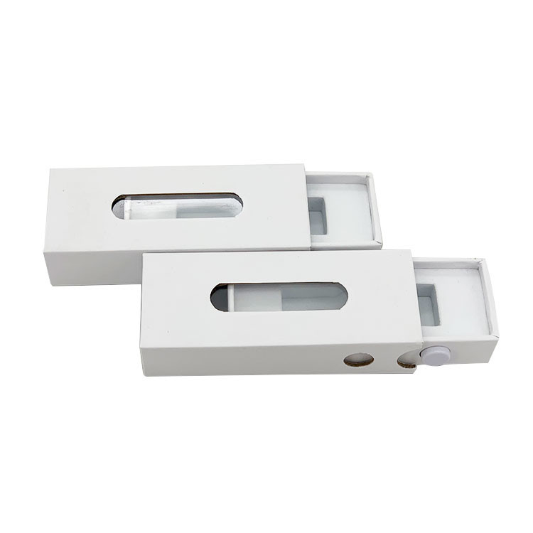 White Vape Cartridge Box , Cardboard Box With Plastic Window 100mmx35mmx25mm