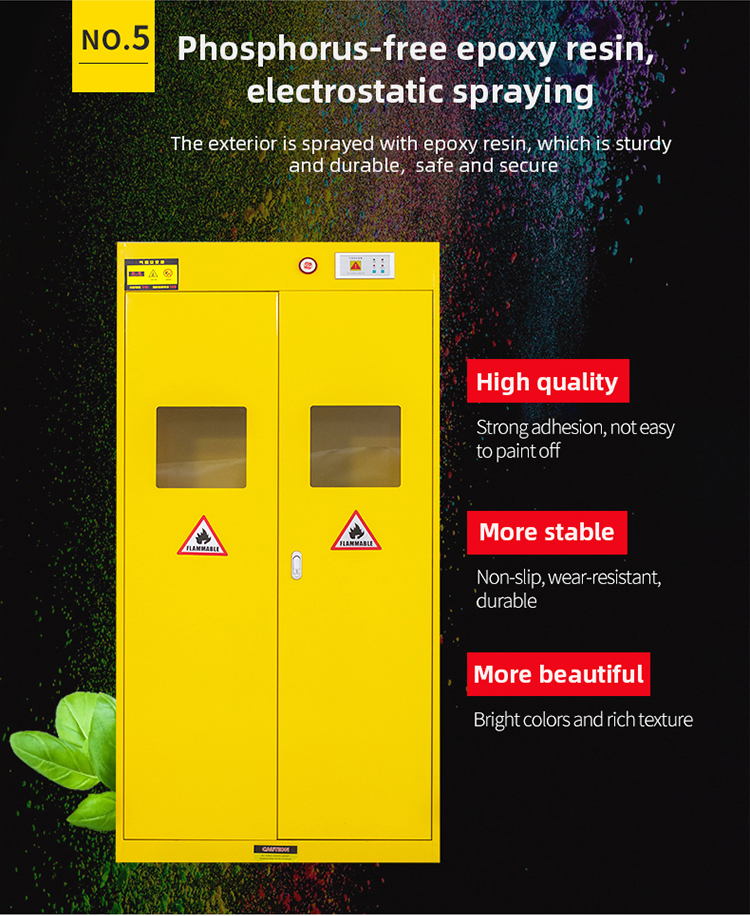 All Steel Bottle Holding Cabinet Multiple Functions Laboratory Drug Cabinet Chemical Toxic Standard Double Door Safety Cabinet