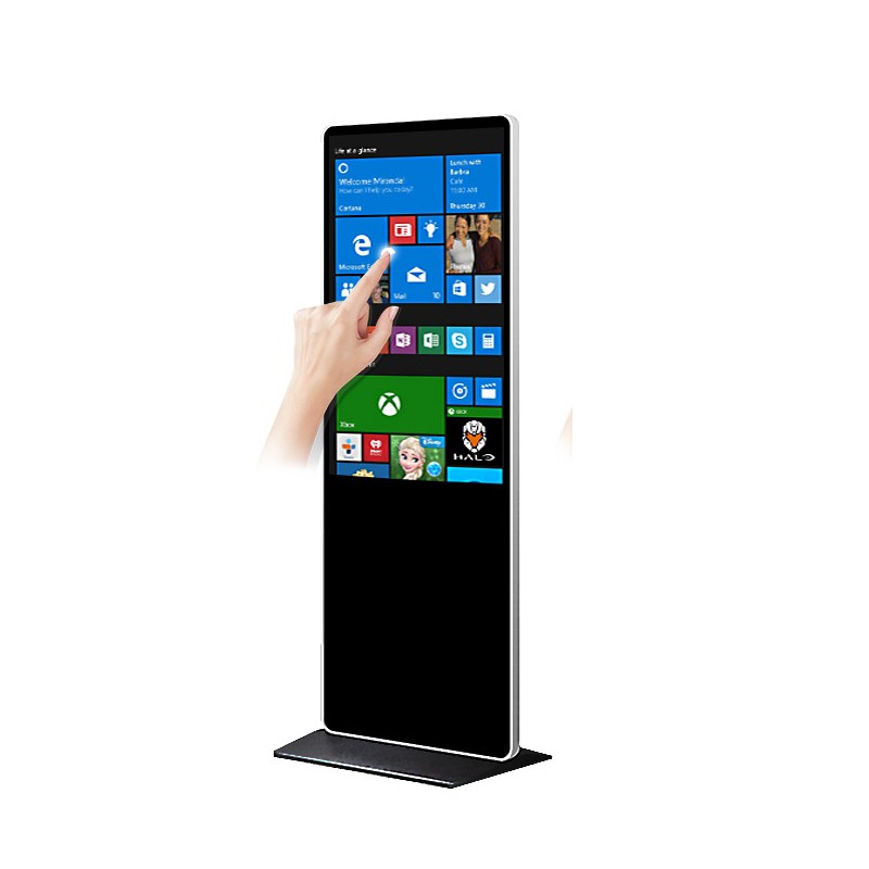 Ground standing 4K UHD 49" 50" inch LCD All-In-One capacitive touchscreen PC kiosk CAPT touch monitor with Android or Win10 PC