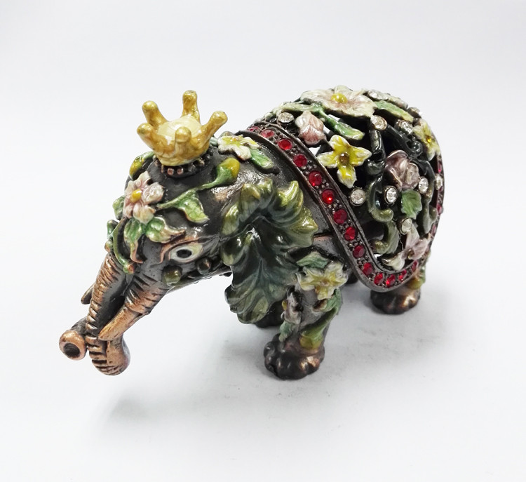 HOT Selling Elephant Custom Metal Jewelry Box Cute Elephant shaped metal jewelry boxes