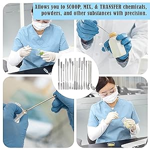 Stainles Steel Double Ended Micro Scoop Spoon Lab Spatula capsule filling filler stir science dental