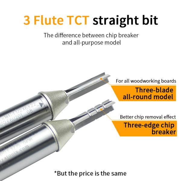 Straight ARDEN Router Bit 3 Slot TCT Router Bit Groove Milling Cutter 1/2 Shank