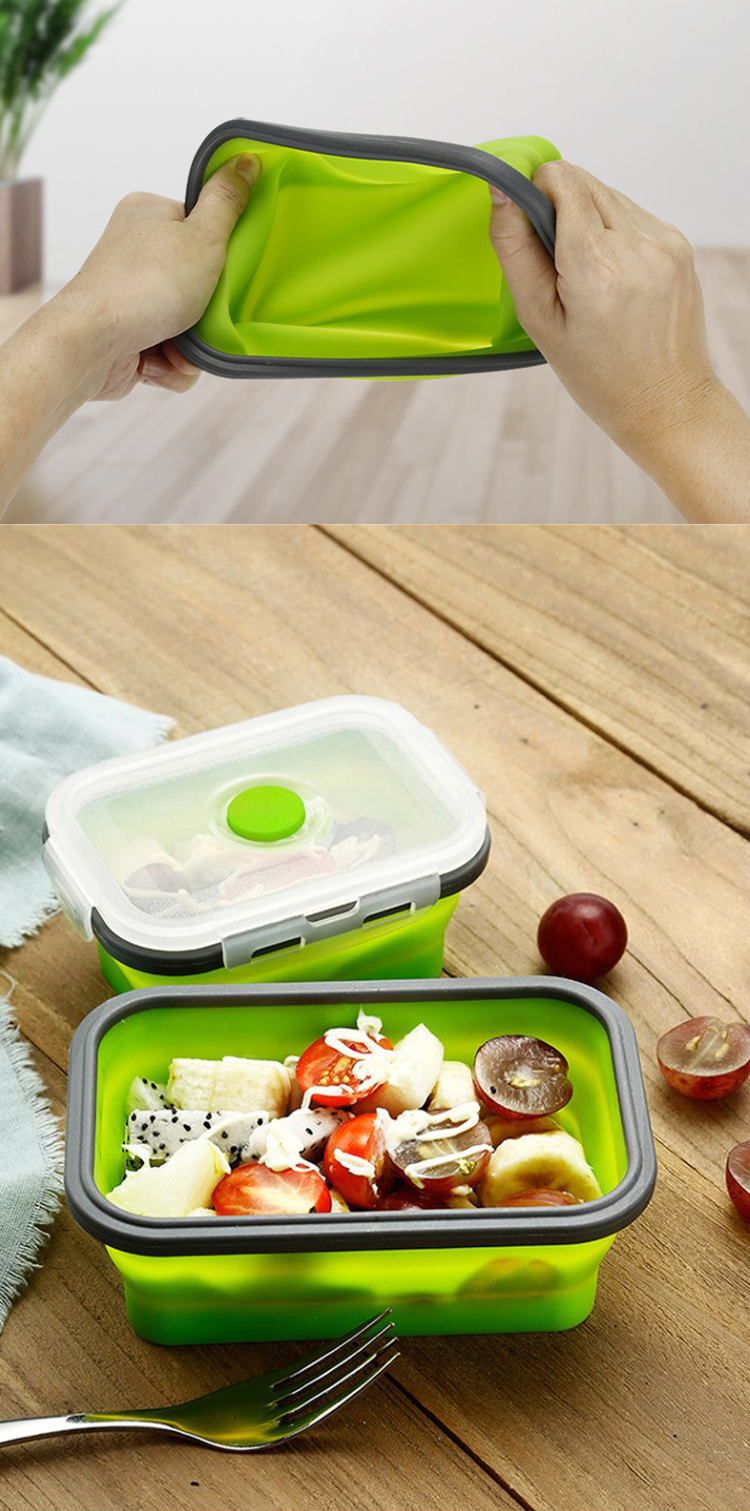 FLGB Approved BPA Free Silicone Folding Lunch Box Microwavable