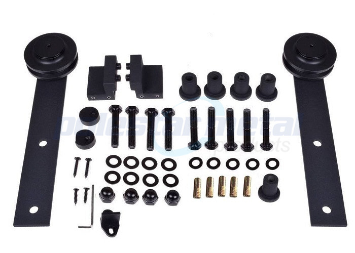 2000mm Rail Satin Black Steel Modern Decorative Sliding Barn Door Hardware Kits