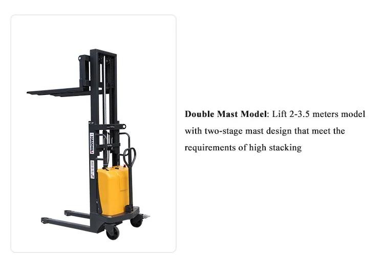 Semi-Electric Pallet 1T 3.5M Hydraulic Stacker With Battery Powered Semi-Electric Pallet Stacker