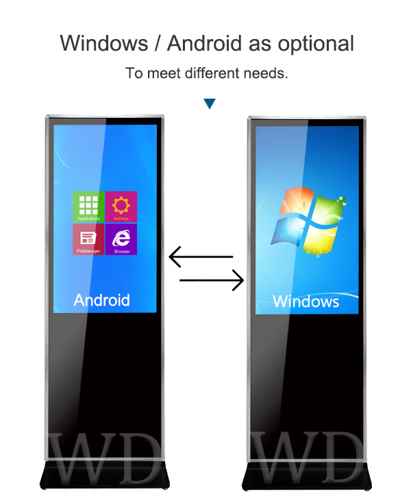 Multi Touch 16:9 1920x1080p Floor Standing Digital Signage For Service