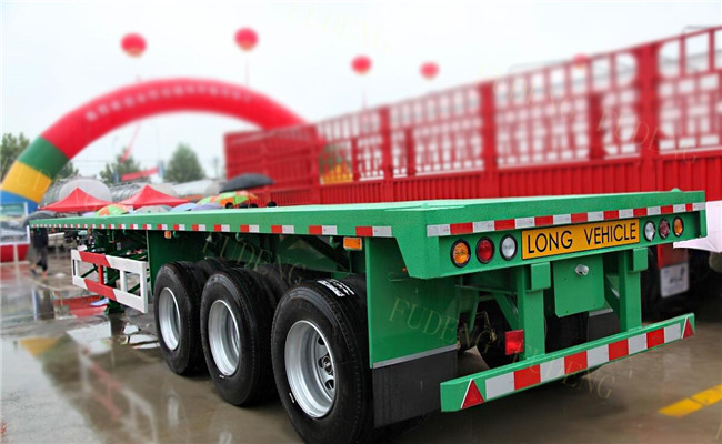Flatbed container transport semi trailer , 3 axles flat bed container semi trailer truck