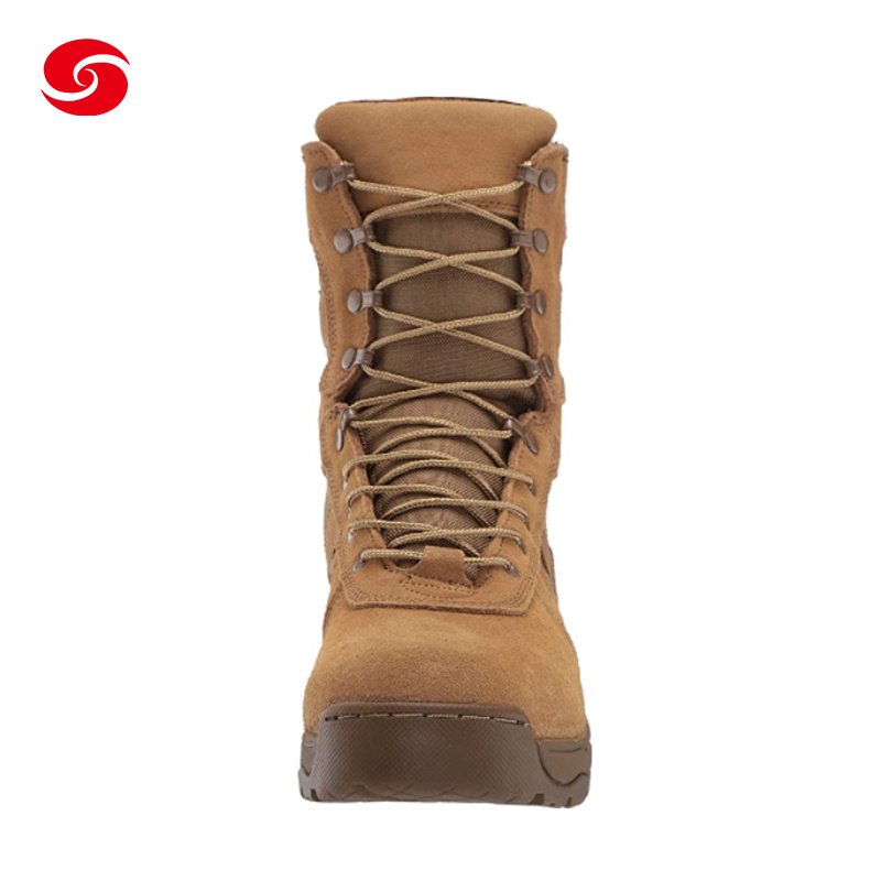 Military Molded Sole Leather Army Combat Boots with Heel Black Ligthtweight Boots