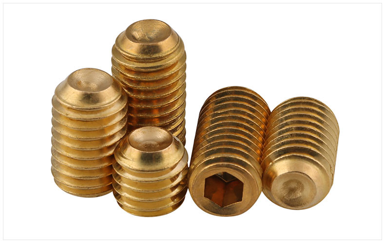 Yellow Brass Flat Point Hex Socket Drive Set Screws ISO4026 Brass Headless Screws