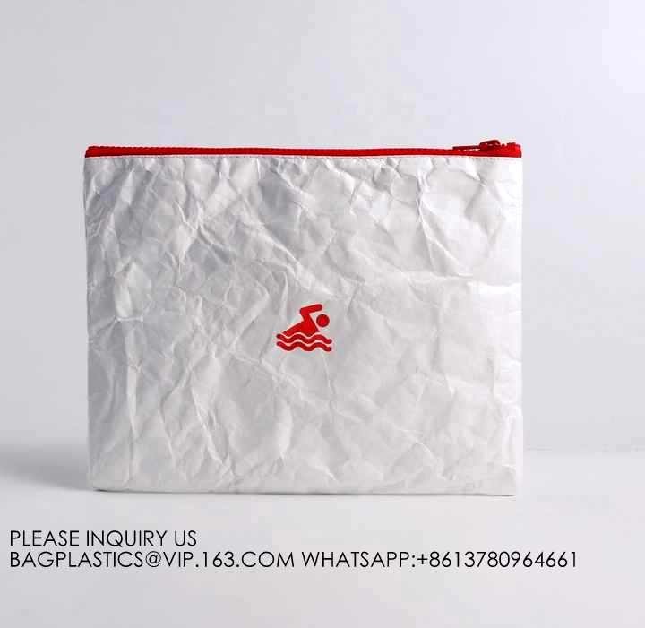 New Fashion Style Untearable Tyvek Zipper Cosmetic Bag New style quality black color tyvek zipper pouch packaging