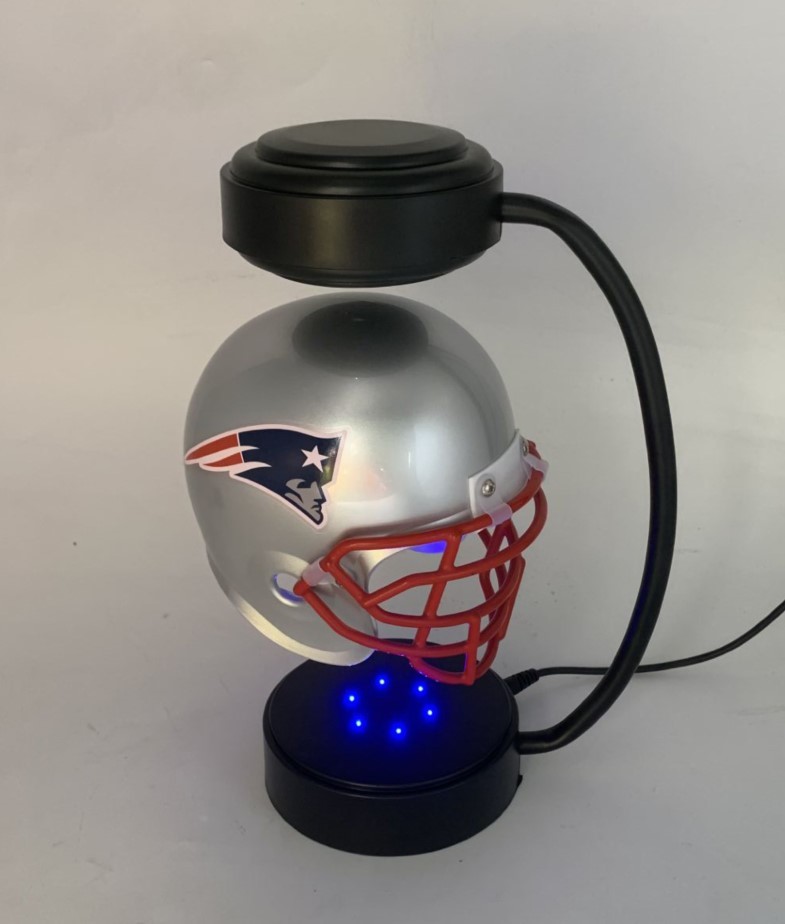 factory wholesale magnetic levitation floating hover helmet display racks with led light