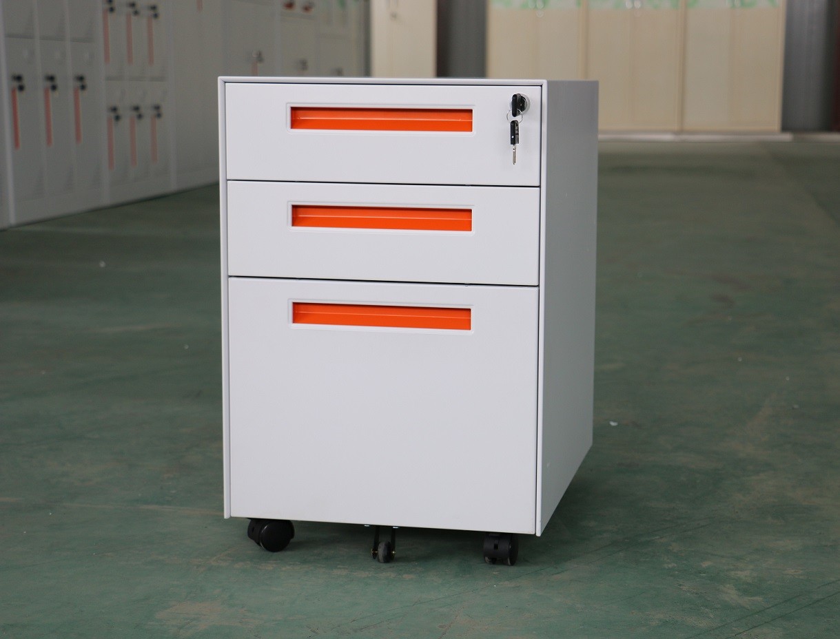 RAL 3 Drawer Mobile Pedestal Cabinet Steel 0.5-1.0mm Thickness