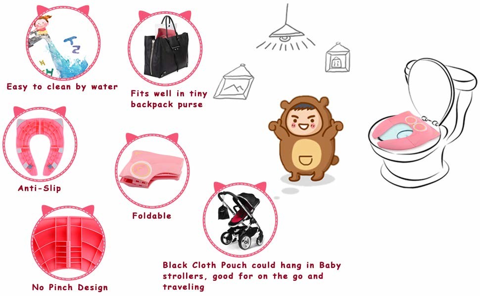 Simulation Baby Foldable Baby Toilet Seat With Cover , Folding Potty Seat