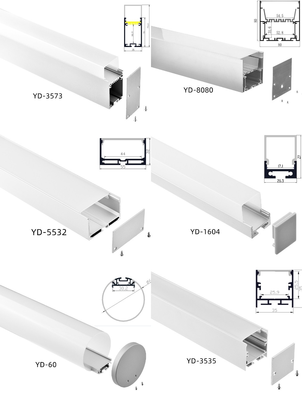 Aluminum Up Down Circular LED Profile Suspended 15*90mm Multiple Shape