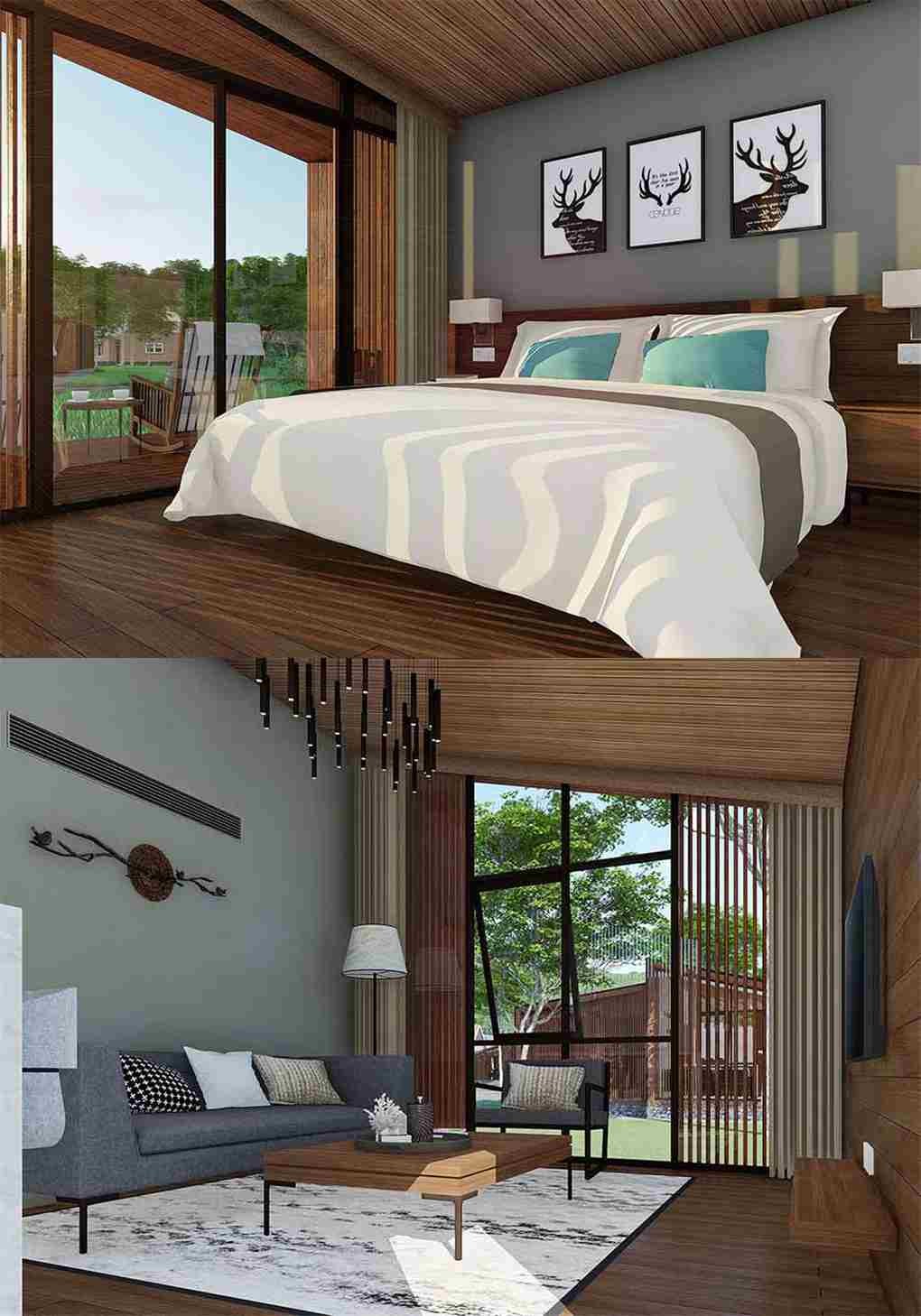 Unique Style Luxury Prefab House / Wooden Beach House With High Privacy