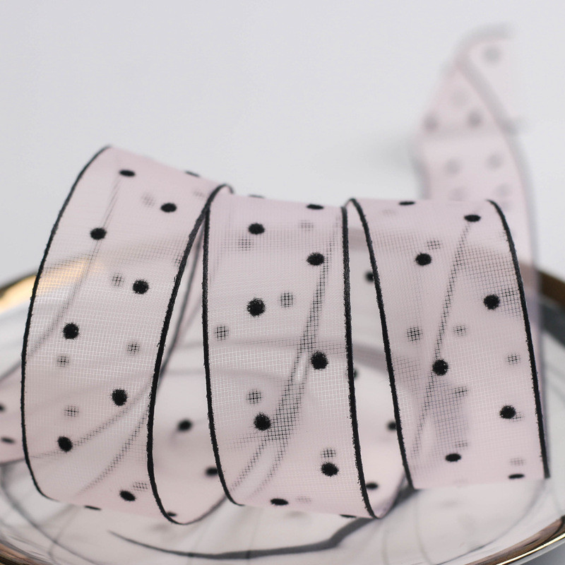 10mm-60mm Dot Velvet Wired Ribbon Embroidery double sided velvet ribbon